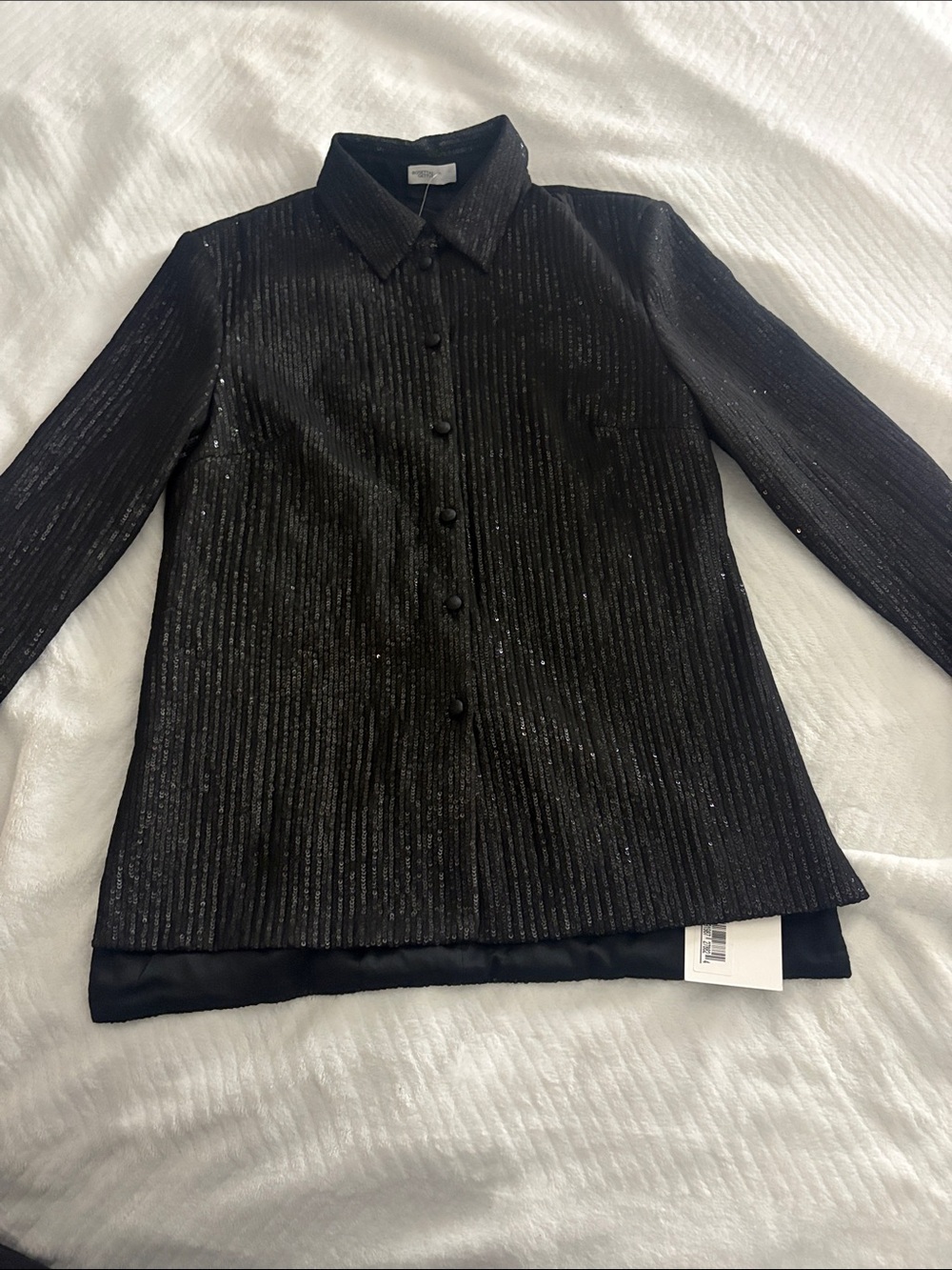 Rosetta Getty Black Textured Shimmer Button-Up Blazer